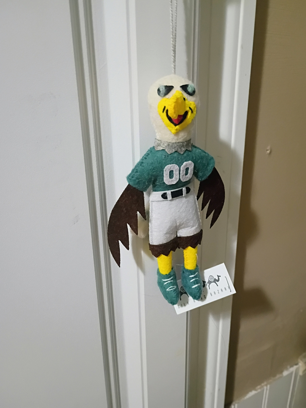 Plush Eagle Bird Felt in Teal and White - Unbranded